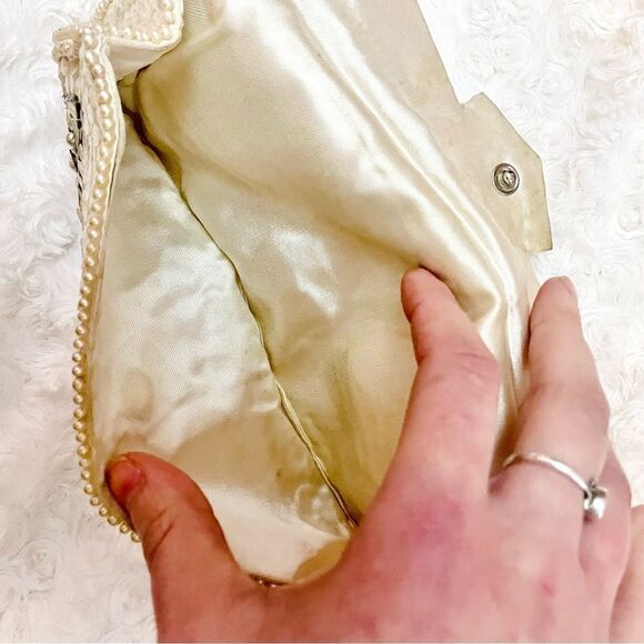 Vintage 1950s Mid-Century Modern Beaded Sequin Evening Clutch Envelope Purse - Picture 11 of 14